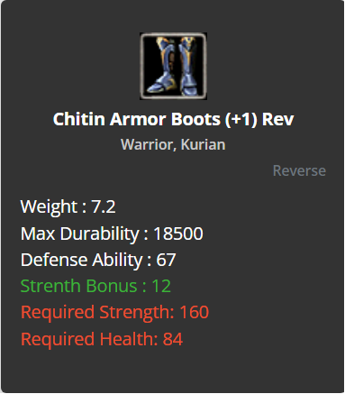 Chitin Armor Boots +1 (Reverse)
