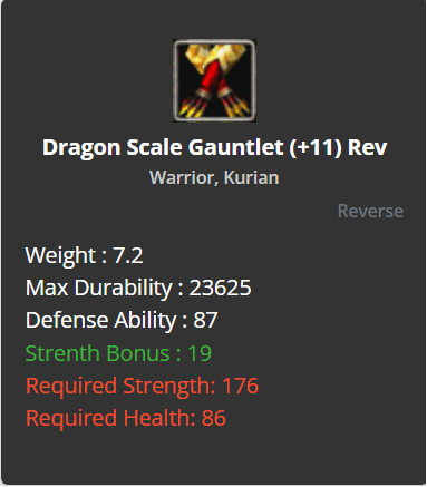 Dragon Scale Gauntlets +11 (Reverse)